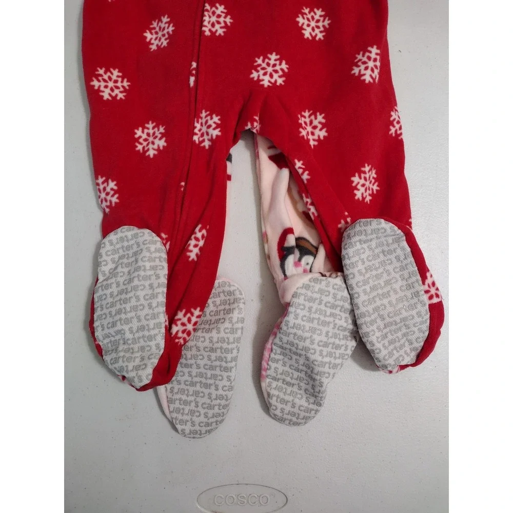 Carter's girls holiday‎ fleece footie pajamas size 18 months